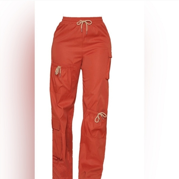 $110 NWT SET OF 2 PrettyLittleThing Shape Rust Top Corset + Wide Cargo Pants 8 - Picture 5 of 11